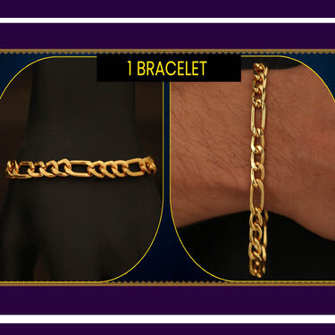 Pack Of 2 Golden Chain With Bracelet + Ring + Digital Watch Combo