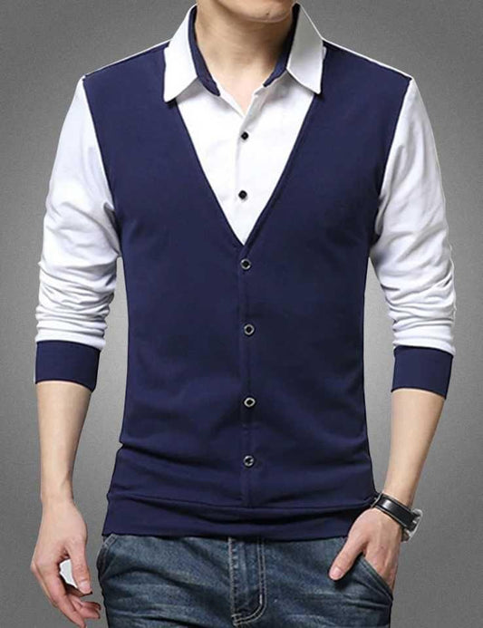Cotton Blend Color Block Full Sleeves T-Shirt