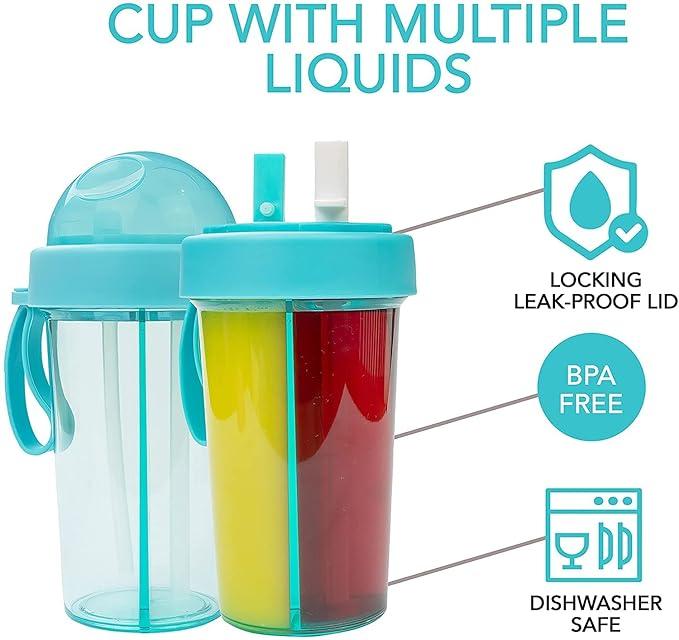 2 in 1 Water Bottle for hot and Cold Drinks with Double Straws and Cover 1000 ml Bottle