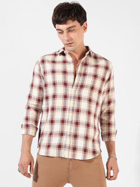Campus Sutra Men's Multicolour Checkered Regular Fit Casual Shirt