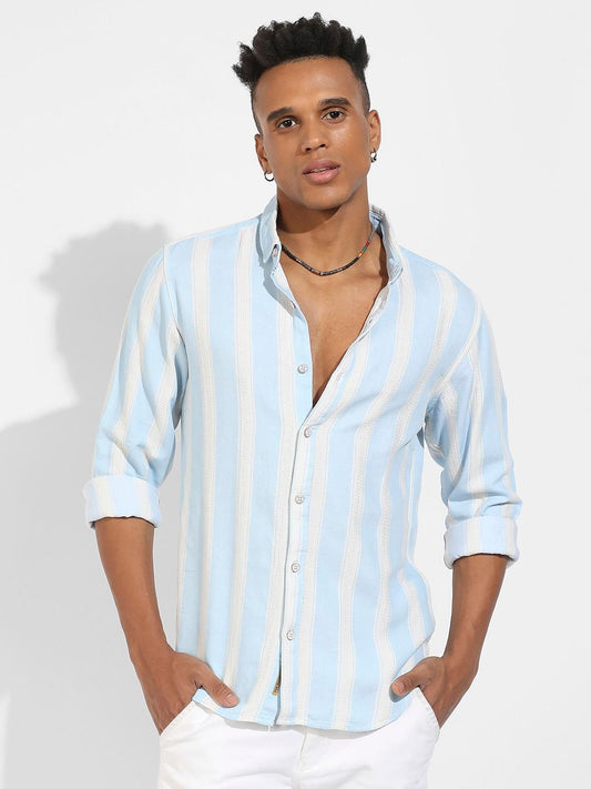 Campus Sutra Men's Shadow Striped Casual Shirt