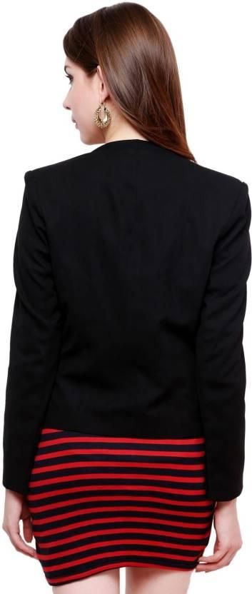 PANNKH Women's Solid Single Breasted Casual Blazer Black