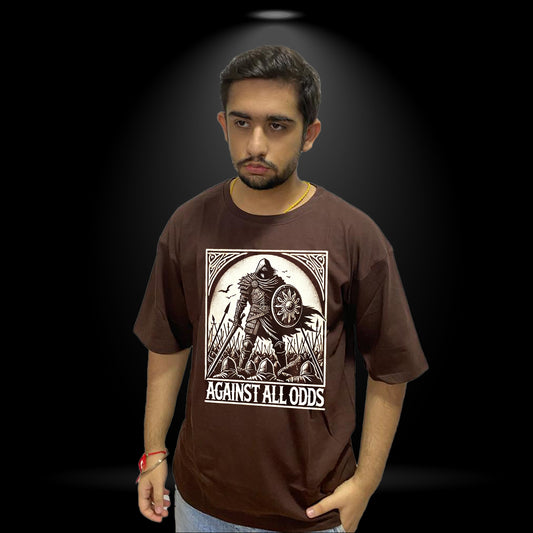 Against All Odds - Dark Brown Oversized T-Shirt