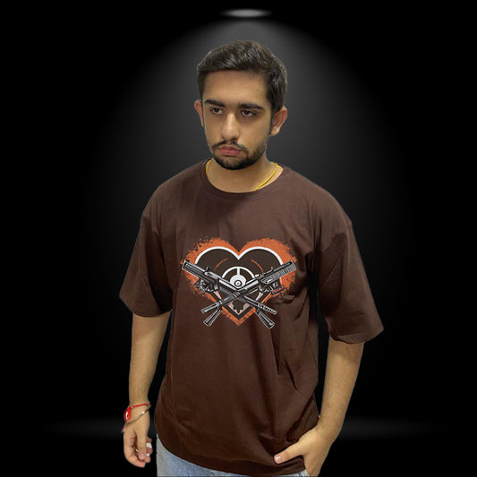 Heart of a Warrior - Dark Brown Oversized T-Shirt